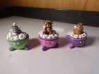 Lot of 3 Claire's Small Round Empty Trinket Boxes Angel Dog, Cat and Bear