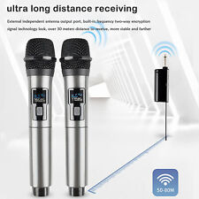 Pro UHF Wireless Dual Handheld Microphone System Set Rechargeable Karaoke Church