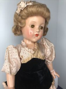 18” Vintage Effanbee Little Lady All Original 1940’s Blonde Mohair Compo Doll ME