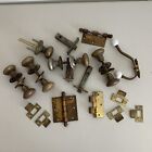 Lot Vintage Antique Hardware Door Knobs Locks Plates Hinges Hook Latches Brass