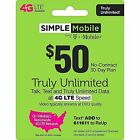 SIMPLE MOBILE sim card for $75+ for 3 months $40/$50 Truly Unlimited Plan / eSim