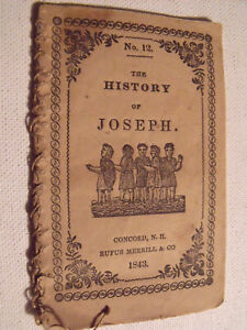 1843 CHAPBOOK Woodcuts MERRILL Concord NH History of Joseph MINIATURE BOOK