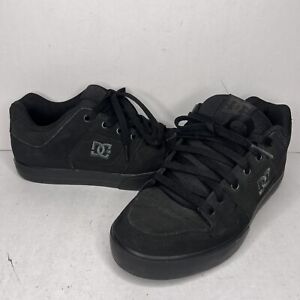 DC Shoes Mens US 8 Pure Triple Black Gray Stitch Chunky Skateboarding Sneakers