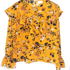 Mello Day Sz S Mustard Yellow Babydoll Cottage Core Floral Blouse