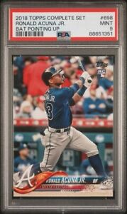 2018 TOPPS COMPLETE SET 698 RONALD ACUNA JR. BAT POINTING UP PSA 9 88651351