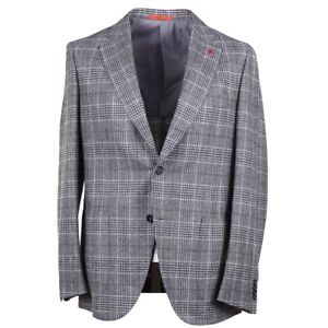Isaia Napoli Gray Check Soft Wool-Cashmere-Silk Sport Coat 40R (Eu 50) NWT