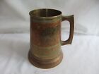 VINTAGE INDIAN BRASS & COPPER ONE PINT TANKARD GLASS BOTTOM ENGRAVED ANIMALS