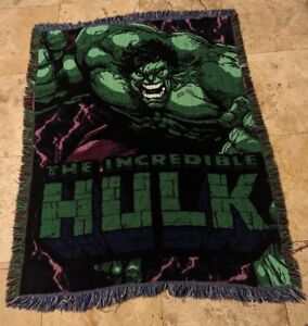 Vintage Marvel Incredible HULK Knit Throw Tapestry Blanket Northwest USA 90S