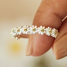 Daisy Flower Rings For Women Adjustable Open Cuff Vintage Wedding Jewelry Gifts