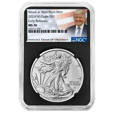 2024 (W) $1 American Silver Eagle NGC MS70 ER Trump Label Retro Core
