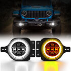 Pair LED Fog Lights Angel Eyes Lamp For Jeep Wrangler JL Gladiator JT 2018-2023 (For: Jeep Wrangler)