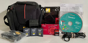 Nikon COOLPIX S6200 16.0MP Digital Camera - Red - Bundle Tested Works Great