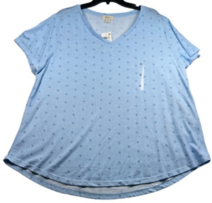 Style and Co Shirt Womens plus size 2X Blue V-Neck Short Sleeve Mini Paisley New