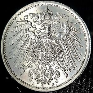 Deutsches Reich *Beautiful* Genuine 90% Silver Coin (.900) German Empire 1 Mark
