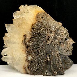 New ListingNatural quartz crystal cluster mineral specimen.Hand-carved.Tribal chief.