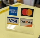 Acrylic Countertop Accept Credit Card Register Sign Visa Mastercard Stand NEW