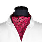 Ascot Cravat Silk Tie Red Floral Handmade Dress Formal Scarf Wedding Necktie