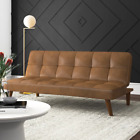 New ListingFaux Leather Sofa Lounge Couch 3 Seater Furniture Light Brown Color Modern 66.1
