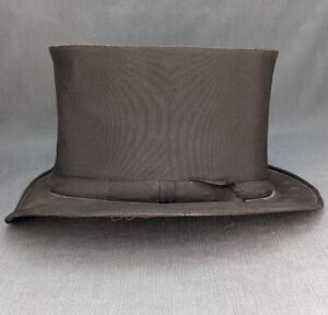 Collapsible Black Top Hat Vintage Theater Opera Hat Edwardian