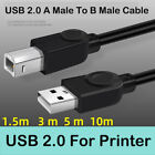 Printer USB 2.0 Cable Cord Transfer PC A to B Male Device HP Brother Canon Epson