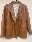 NWT Loft Faux Leather Blazer. Brown, Well Tailored, Lined ,Gold Buttons.  12P