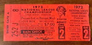 New Listing1972 NLCS Ticket Stub Game 2 Pittsburgh Pirates Reds Clemente Final Home Game