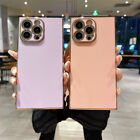 For iPhone 15 Pro Max 14 13 12 XR 7 Electroplated Square Solid Color Case Cover