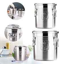 6 L Airtight Rice Bucket 304 Stainless Steel Canister Food Storage Containers US