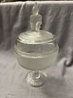 Gillinder Westward Ho Pioneer Indian Frosted Glass Lidded Compote By Wright LG