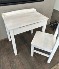 White MELISSA & DOUG  Wooden Desk Table & Chair with Compartment School Homework