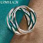 URMYLADY 925 Sterling Silver Net Weaving 5-10# Ring For Women Fashion Jewelry