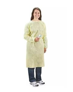 100 Pcs  Isolation Gowns Level 2 - SMS - Yellow - Large Size - 23GSM