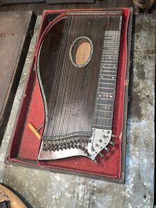 Antique Zither Harpsichord  Juergens Wichard W Case For Parts Or Repair