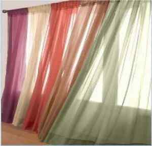 ONE PLAIN SOLID SHEER OR SCARF WINDOW CURTAIN TREATMENT DRAPES VOILE MANY COLORS