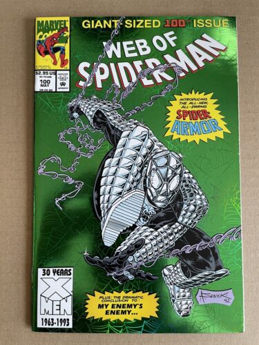 Web of Spider-man #100 NM- 1st Appearance of Spider Armor Foil Cover 1993
