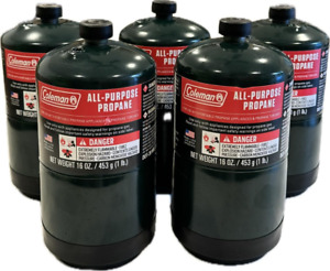 Coleman Propane Replacement Fuel Cylinders 16 Oz Camping 5-Pack - Factory Prefil