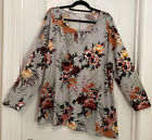 Ava James plus size 3X floral sweater, asymmetric hem, USA-made, NWOT