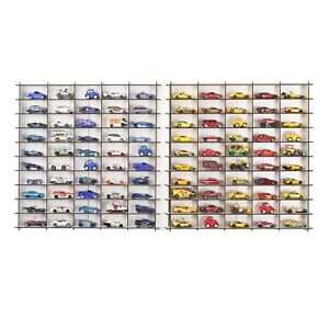 1:64 Toy Car Wall Shelf, Hotwheels Matchbox Compatible Display Case for 100 Cars
