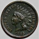 1866 Indian Head Cent - Repunched Date - Corrosion - US 1c Penny Coin - L45