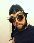 Unisex Aviator Pilot Steam Punk Faux Leather Motorbike Hat with Goggles - Des. 3