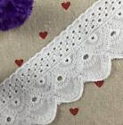 15 Yards White Soft Cotton Embroidery Eyelet Lace Trim Sewing Clothing 5 cm Wide