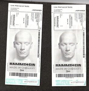 RAMMSTEIN: VINTAGE RARE SPANISH TICKET CONCERT-2 PIECES CONSECUTIVE NUMBERS..SEE