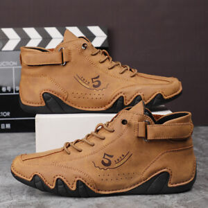 Leather Casual Shoes Men's Ankle Boots Fashion Sneakers Loafers Motorcycle Shoes