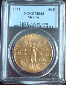 1923 MEXICO  $50 Pesos Gol PCGS MS63