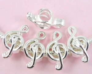 30pcs Silver /P Musical Note Charms Beads Fit European Snake Chain Bracelet NY7
