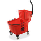 33 Quart Commercial Mop Bucket with Side Press Wringer, Red