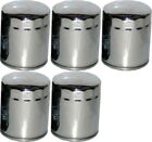 Set of 5 HiFlo Oil Filters Hf171C-Chrome For Harley Davidson Twin Cam 1999-2017