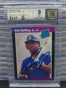 1989 Donruss Ken Griffey Jr. Rated Rookie RC Auto #33 BGS 9 10 Auto Mariners