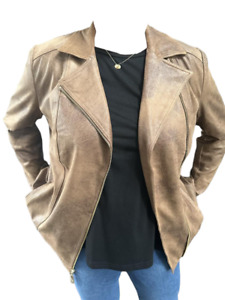 Chicos NWT Elongated $170 Faux Suede Womens S 0 M 1 L 2 Moto Jacket Leather Coat