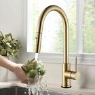 Brushed Gold Kitchen Sink Faucet Pull Down Sprayer Single Handle Mixer Tap
